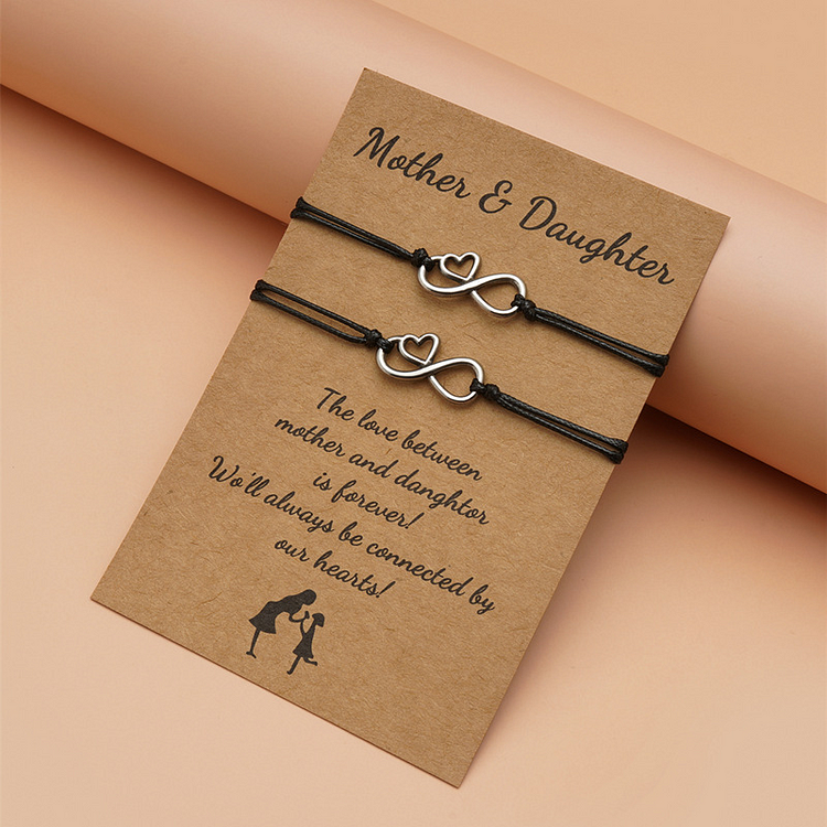 Mayoulove Mom and Daughter - Bracelets Set with Cards-Mayoulove