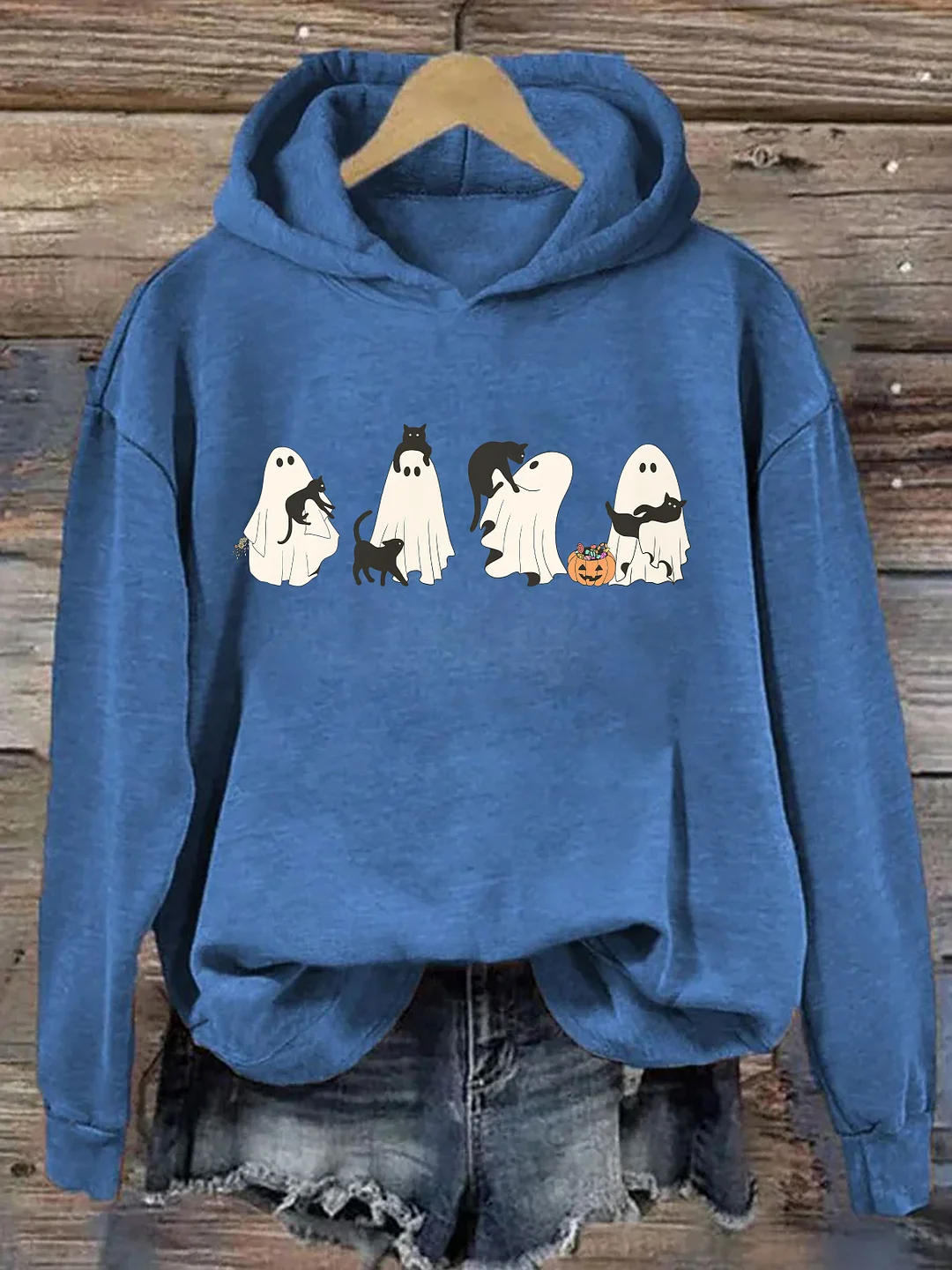 Halloween Black Cat & Ghost Hoodie