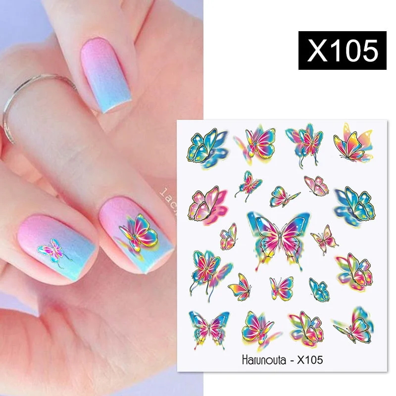 1PC Colorful Leaves Nail Water Decals Colorful Flower Leaf Water Transfer Sliders Nail Stickers For Nails Manicures Nail Wraps-Nail Inspo