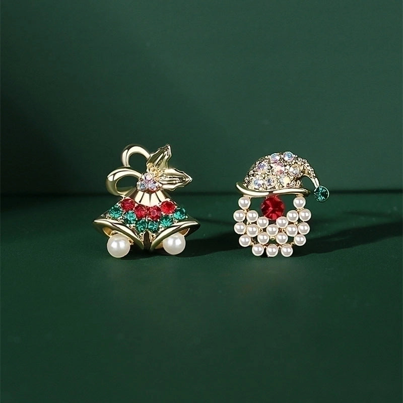 Fashion Christmas Tree Snowman Snowflake Alloy Enamel Rhinestones Women’s Drop Earrings Ear Studs 1 Pair