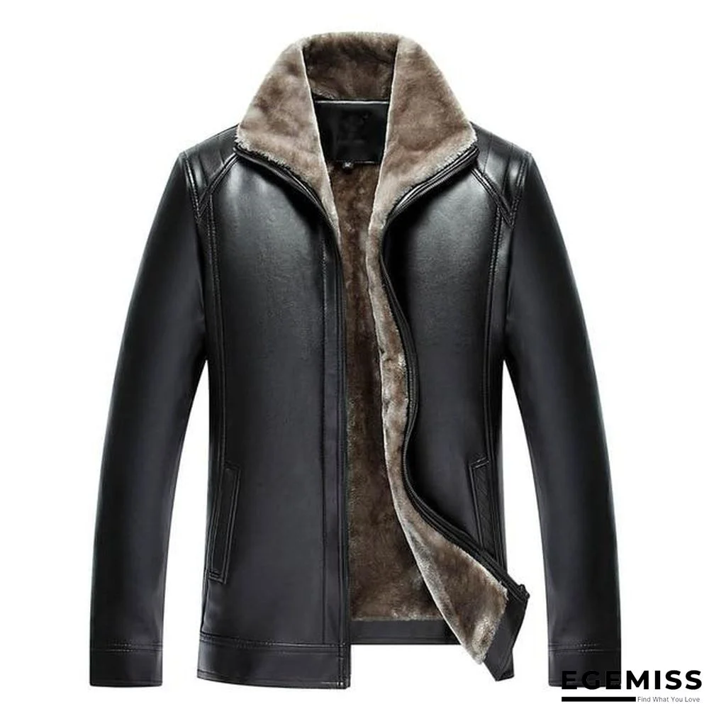 Men's PU Leather Jacket Mens Brand Clothing Thermal Outerwear Winter Fur Male Fleece Leather Down Jackets Coats | EGEMISS