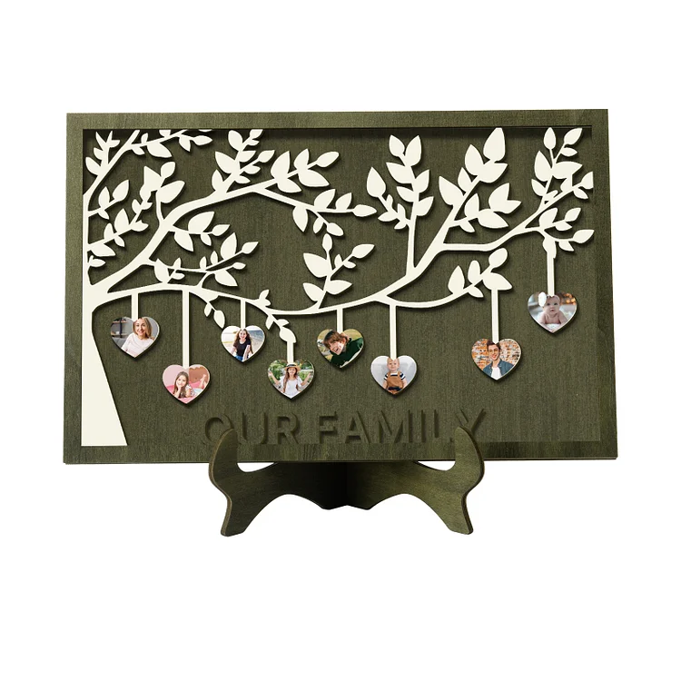 8 Photos-Personalized Family Tree Decoration Wooden Ornaments Concave And Convex Frame  Custom Photos For  Our Family