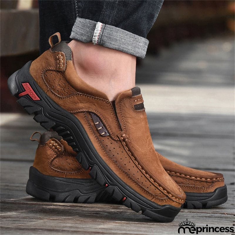 Outdoor Climbing Non-Slip Breathable Soft Rubber Men Leather Shoes