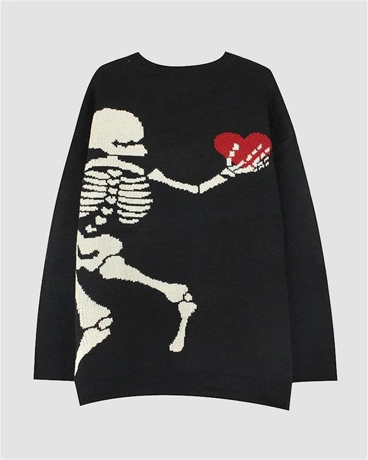 Halloween Skull Heart Sweater