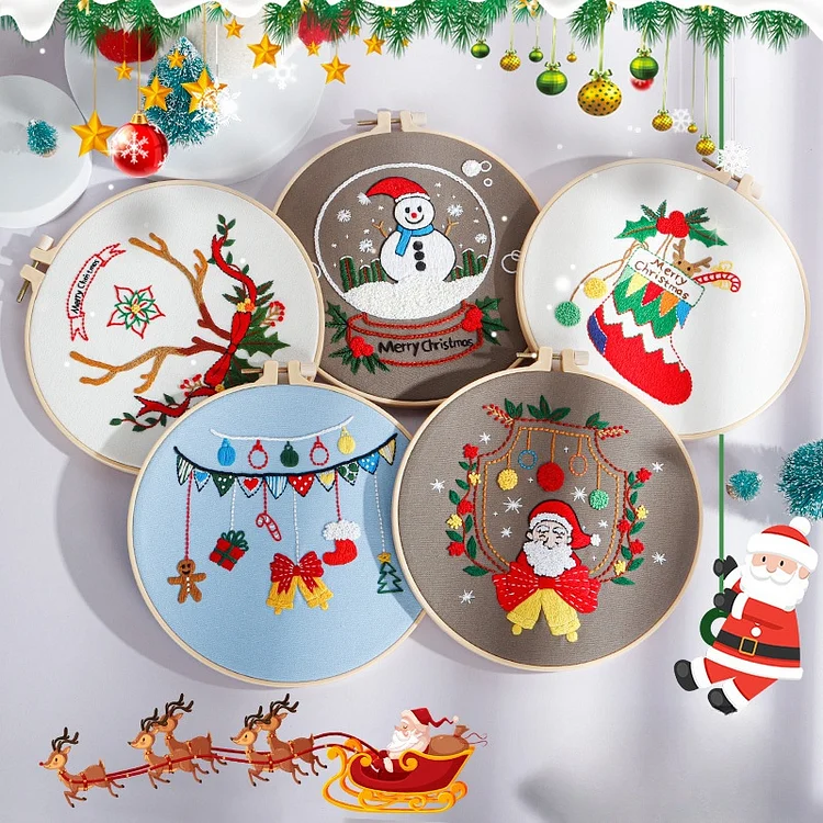 Santa Merry Christmas Embroidery Starter Kits