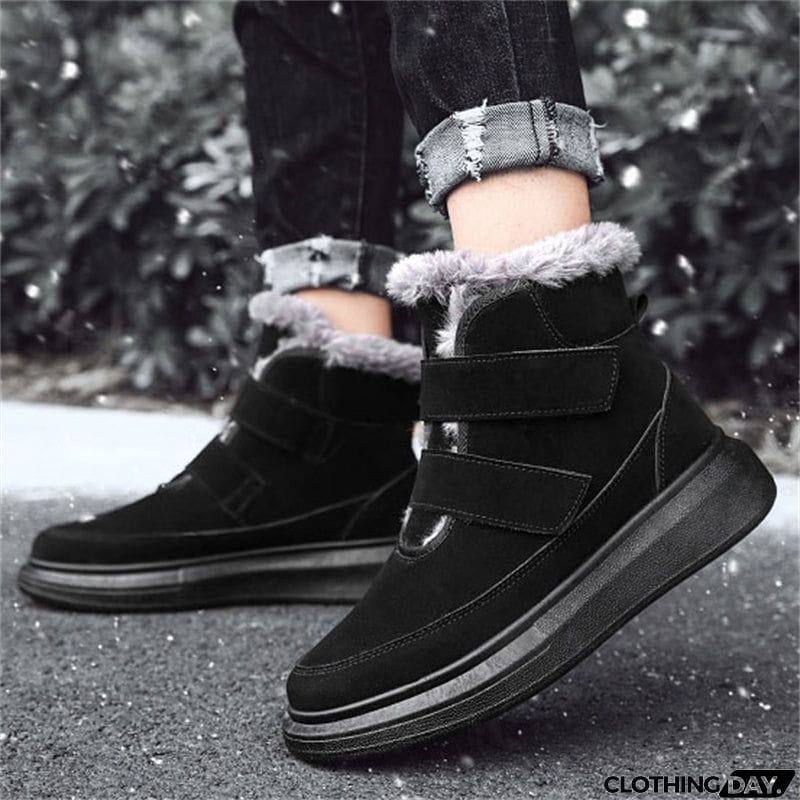 Men's Simple Stitches Rubber Sole Warm Plush Winter Snow Boots