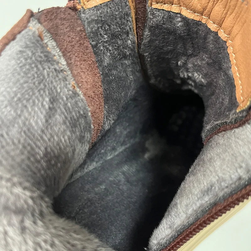 Yyvonne Cowhick Retro Short Boots Women 2025 Autumn And Winter New Thick Bottoms With High-Top Shoes Round Head With Leather Boots