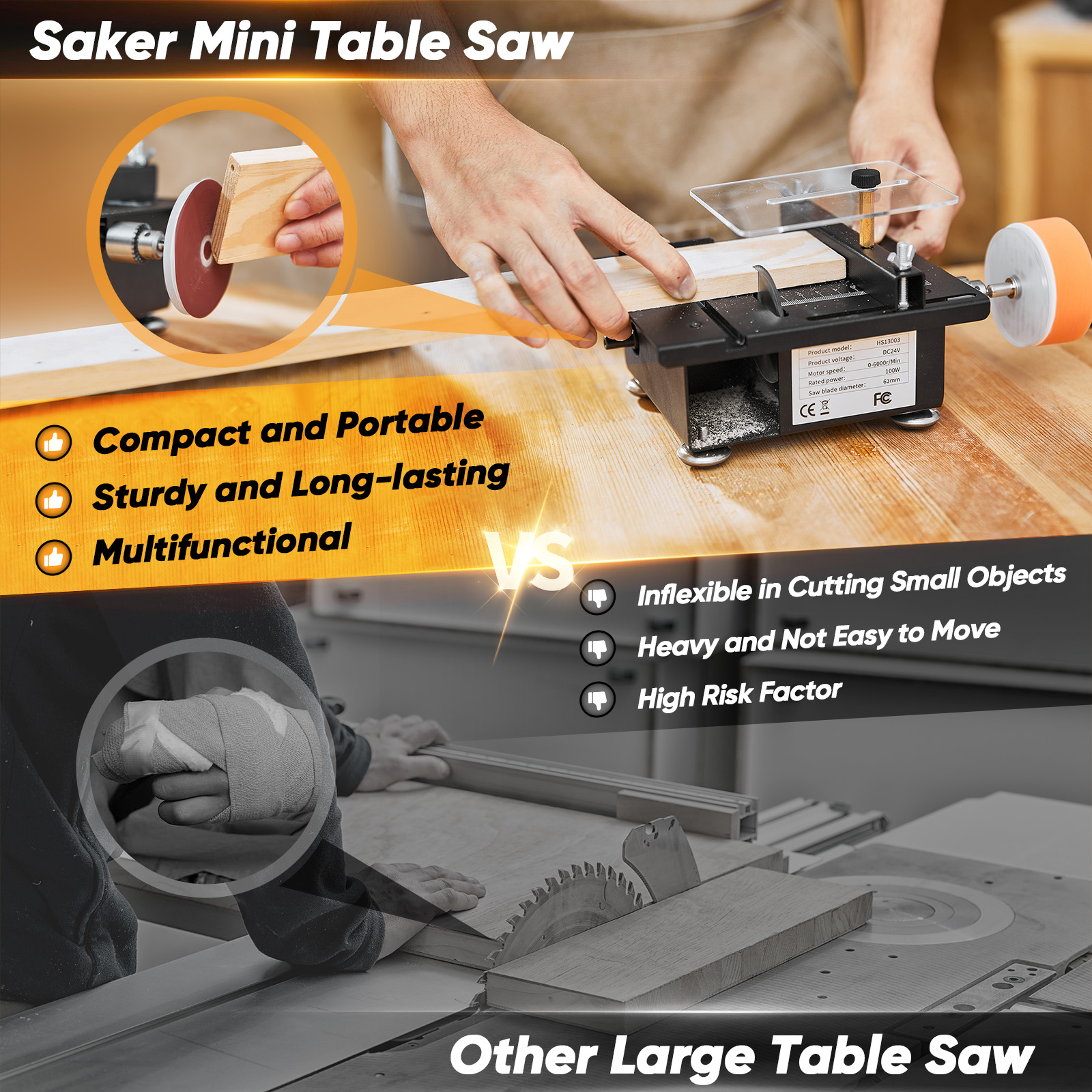 SAKER Mini Multifunctional Table Saw
