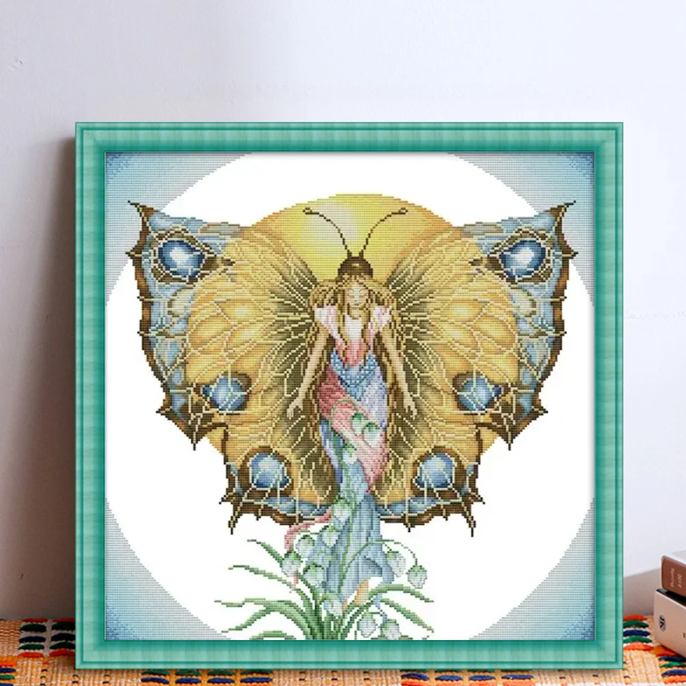 DIY Stamped Cross Stitch 14CT Partial Embroidery 46*46cm - Butterfly Fairy