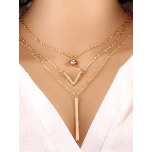Womens Multi-layer Gold Alloy Necklaces