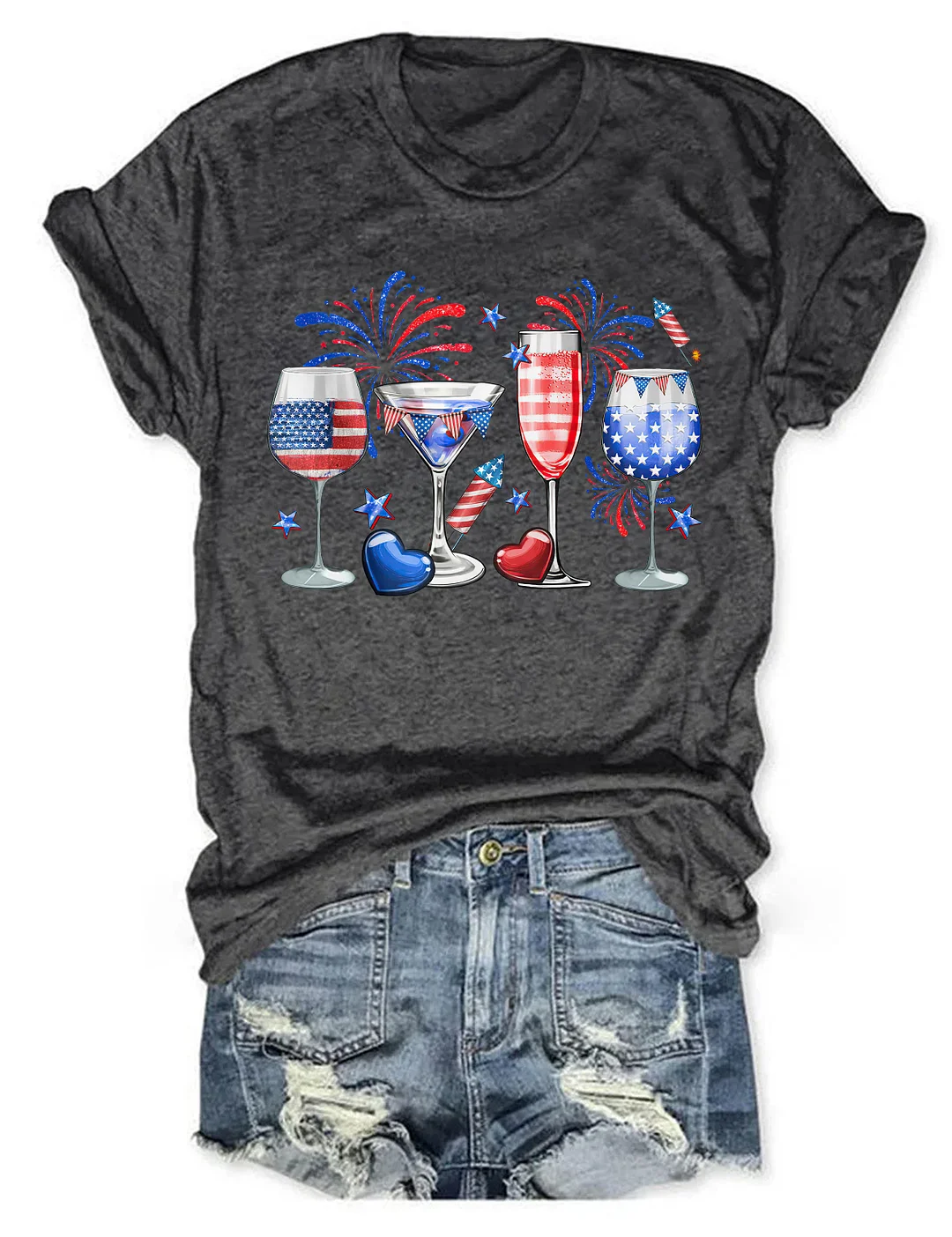 4th Of July Wine Glasses T-Shirt