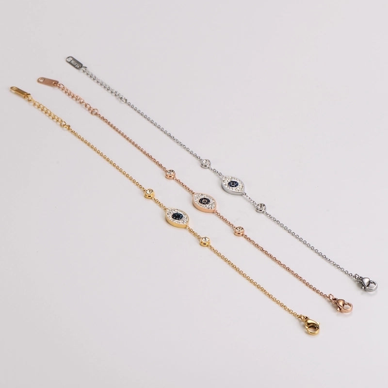 Casual Minimalist Eye 304 Stainless Steel Zircon Bracelets In Bulk