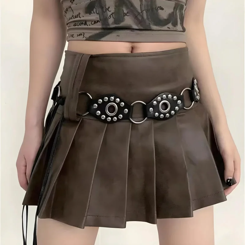 Brownm Faux Leather Lace Up Belt