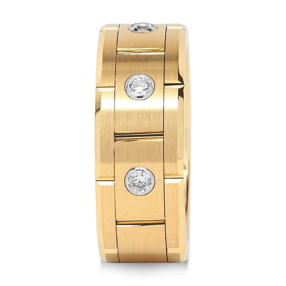 Mens Women Tungsten Ring for Men Womens Gold Wedding Bands 3 CZ Inlaid Jewerly Couple Rings For Width 4MM 6MM 8MM 10MM