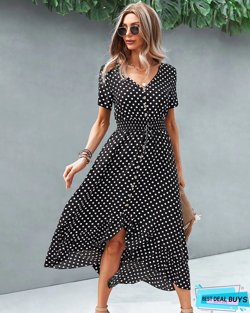 Fashion Holiday Dress Wave Point Skirt Before Short After Growing Up Dress