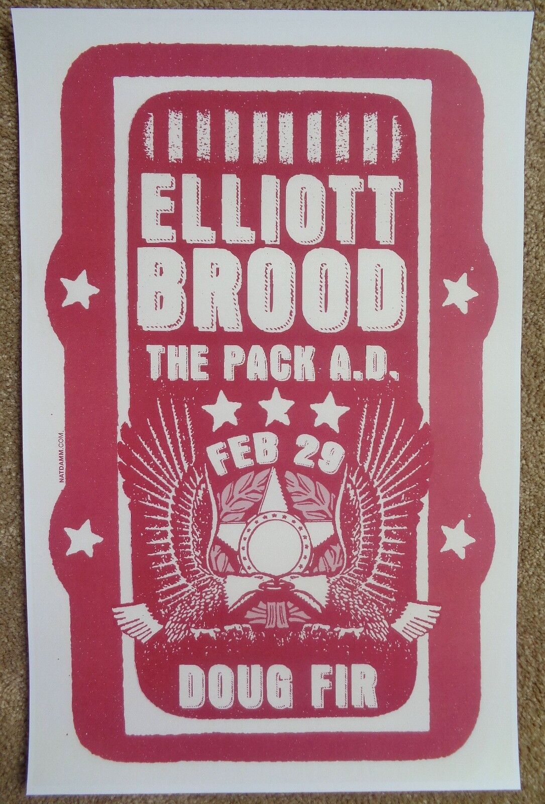 ELLIOTT BROOD Gig POSTER Feb 2012 Portland Oregon Concert