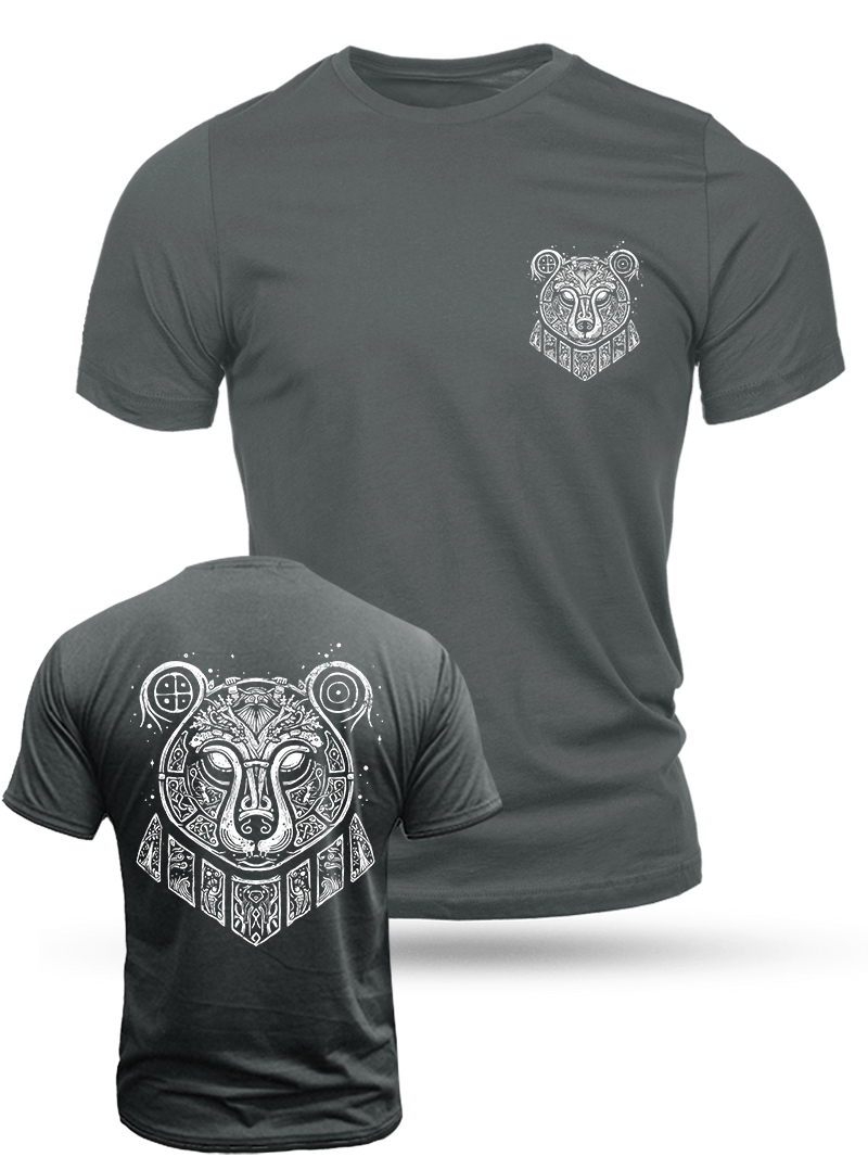 Men's Myth Bear Head Print Casual Short Sleeve T-shirt