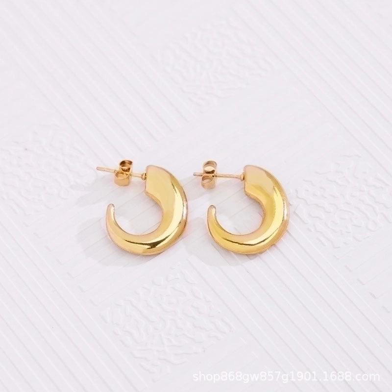 1 Pair Vintage Style U Shape Geometric Heart Shape Plating 304 Stainless Steel None 18K Gold Plated Hoop Earrings