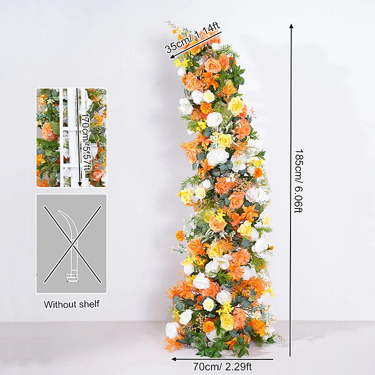 Angela Flower Orange White Series Flower Row Decor Wedding Backdrop Horn Arch Event Supplies A866520