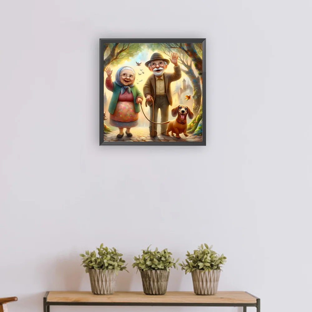 Diamond Painting - Full Round Drill - Old Couple(Canvas|30*30cm)