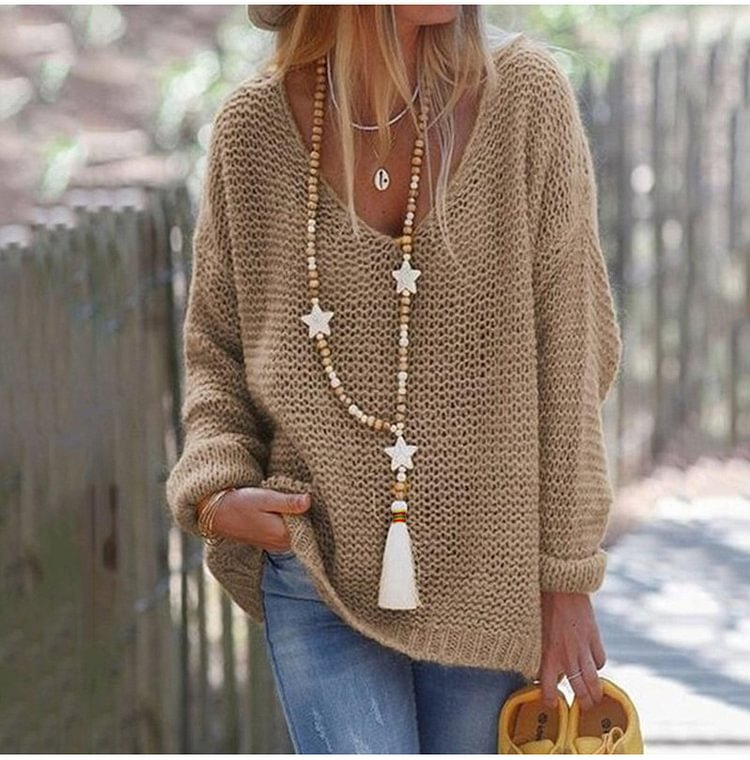 Handmade wooden bead tassel long necklace