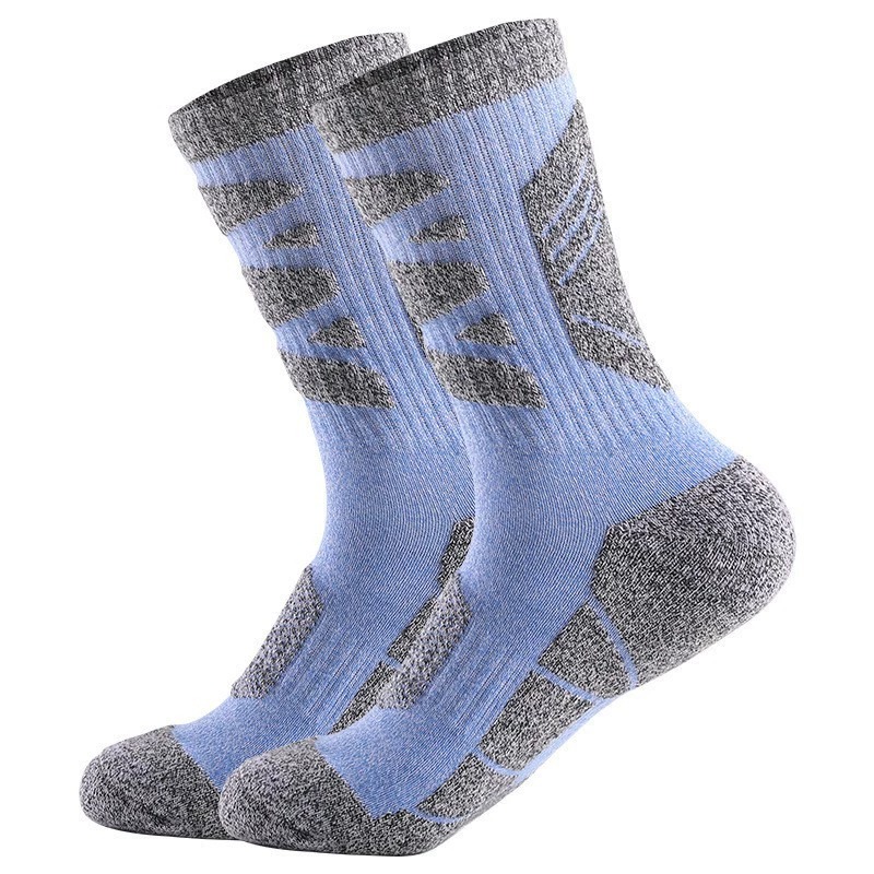 Outdoor Sports Socks With Thickened Towel Sole For Mountaineering Shock Absorption Hiking And Running Mid-tube Socks