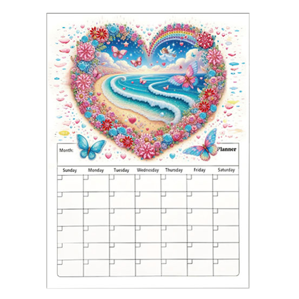 Special Shaped Dream Love Beach 5D DIY Diamond Art Monthly Planner for Beginners
