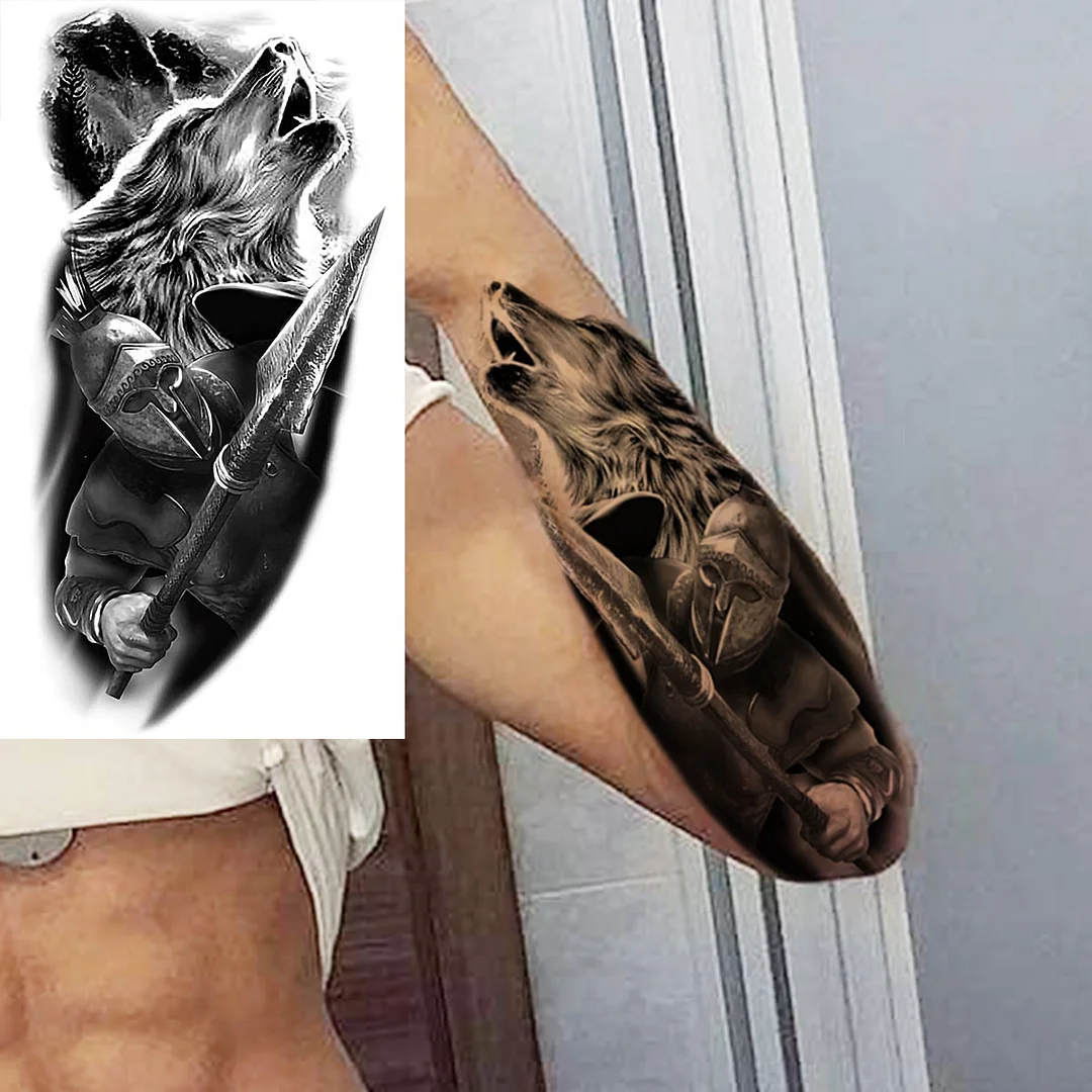 Sdrawing Realistic Black Devil Temporary Tattoos For Men Adult Tiger Pirate Skeleton Vampire Fake Tattoo Forearm Scary Tatoo Joker