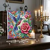 Framed Diamond Painting - Special Shaped - Rose Flowers and Hummingbird(25x25cm)