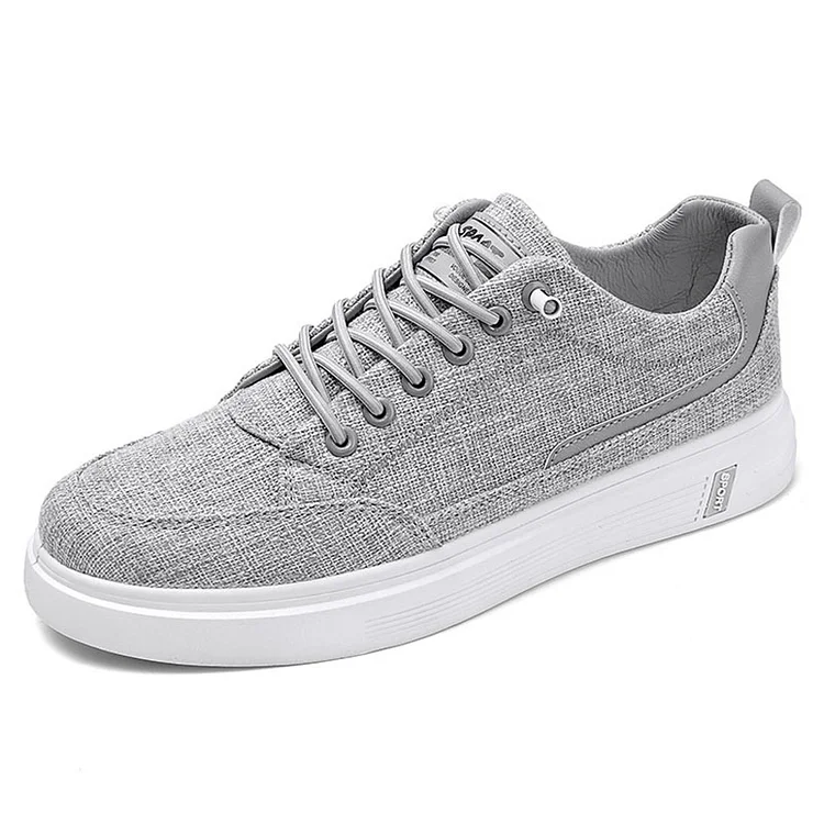 Linen Faux Leather Stitching Round Toe Lace Up Trendy Casual Shoes