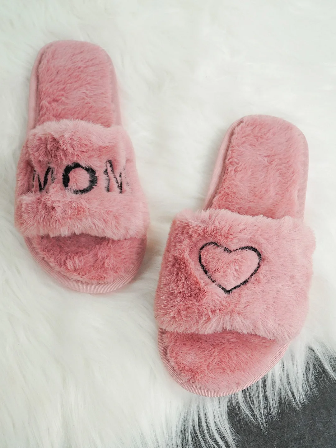 Warm Fluffy Slippers Women Faux Fur Slipper Female Indoor Floor Slides Flat Soft Furry House Shoes Letteer Flip Flops Ladies
