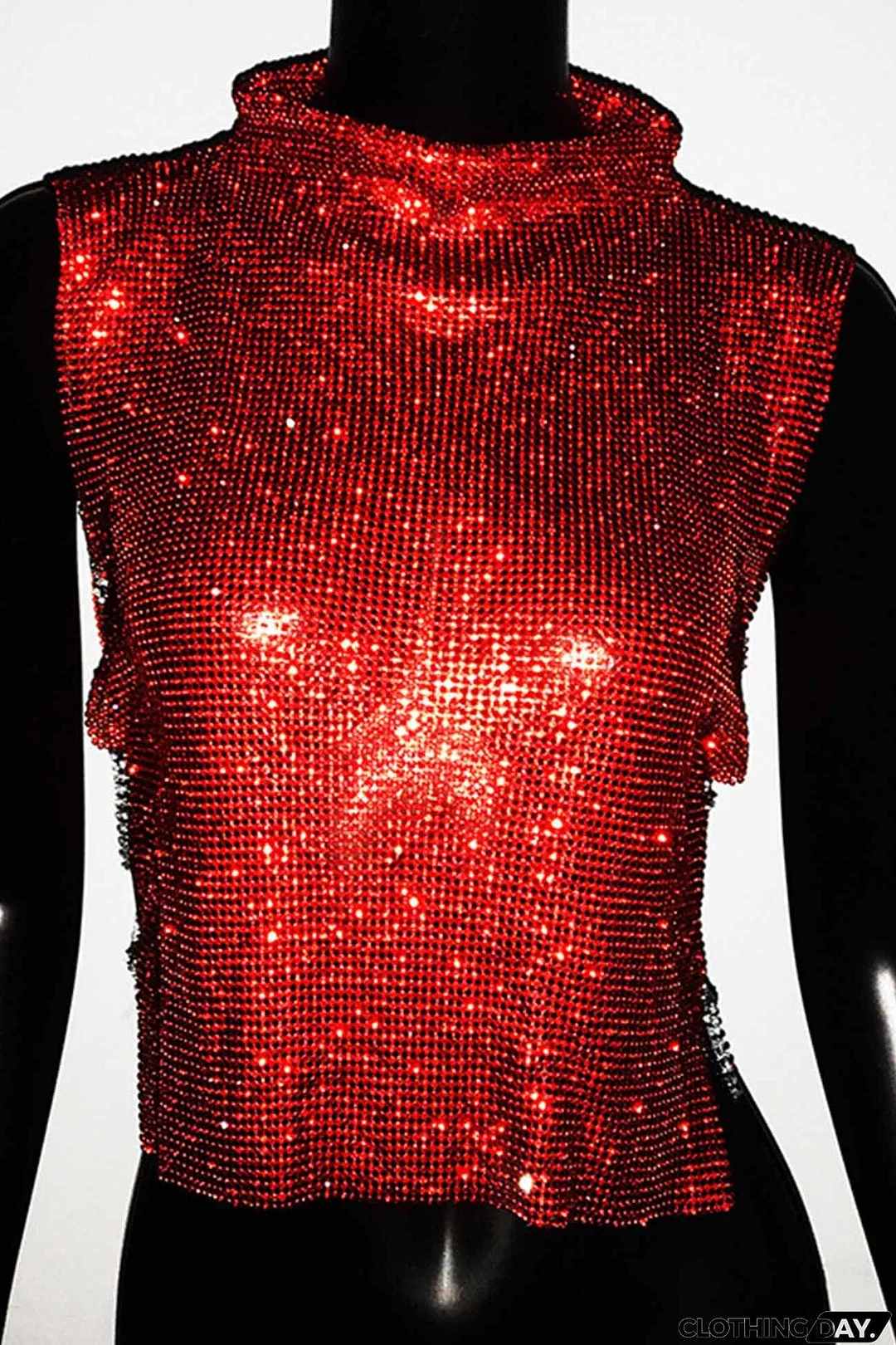 Rhinestone Mock Neck Tank Top