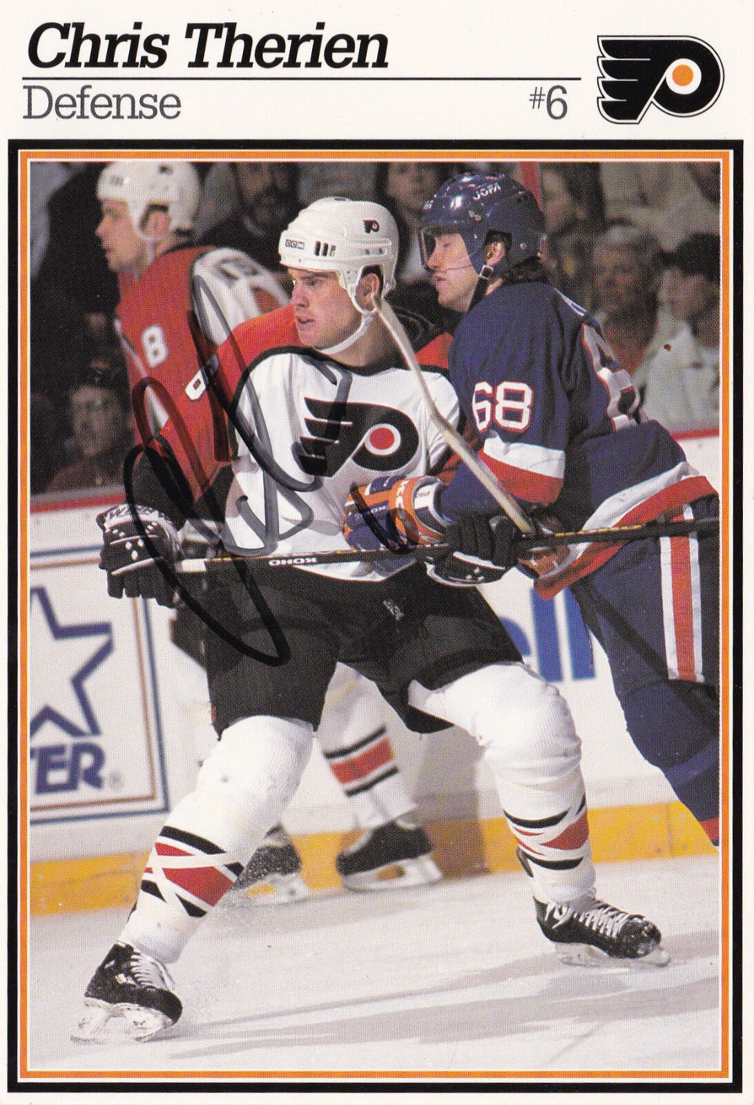 Chris Therien Phila. Flyers Autographed Hockey 4 x 6 95/96 Team Issue Card C