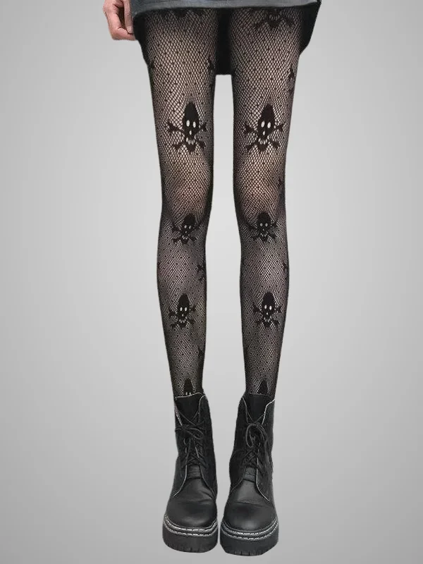 Skull Pattern Sexy Fishnet Tights