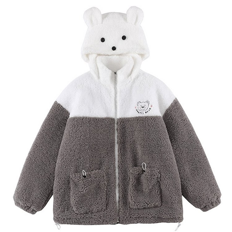 Cute Bear Ears Zipper Hooded Coat - Modakawa Modakawa