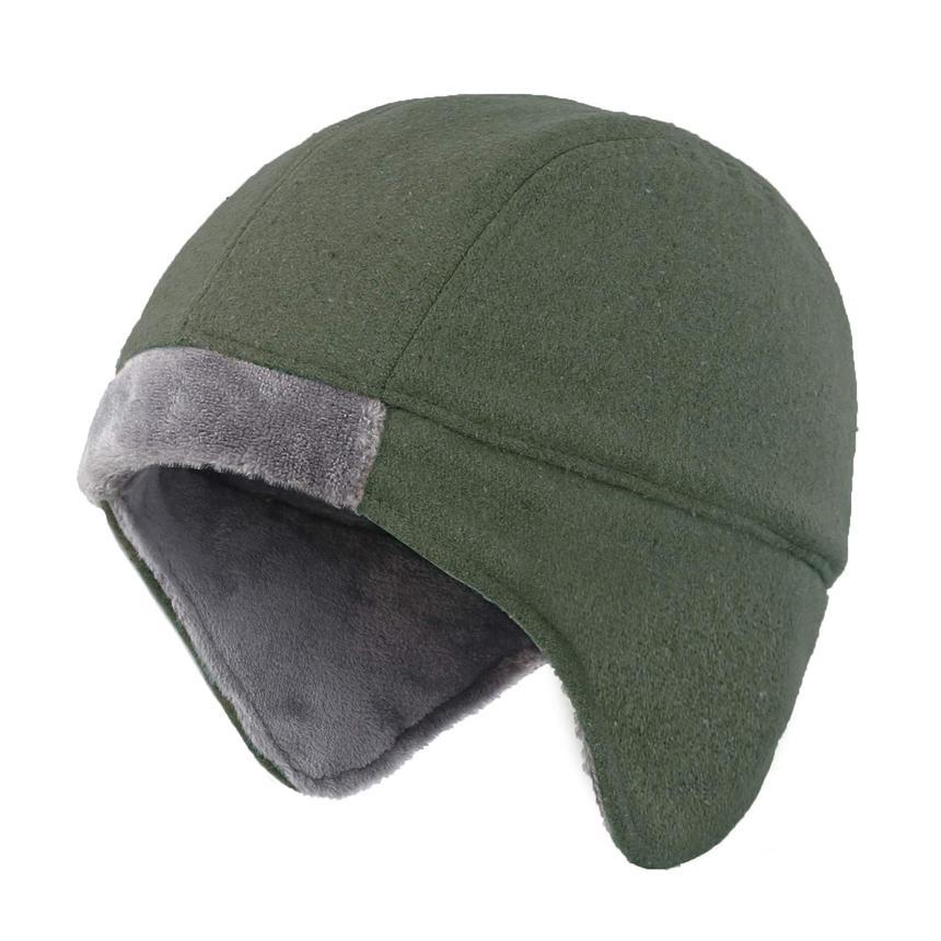 Home Prefer Mens Fleece Watch Cap Thermal Skull Beanies with Earflap Outdoor Warm Winter Hat for Running Hiking