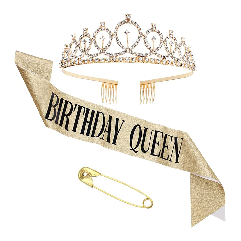 

Birthday Shoulder Banners Sash Crown Tiara BIRTHDAY GIRL QUEEN Accessories, 501 Original