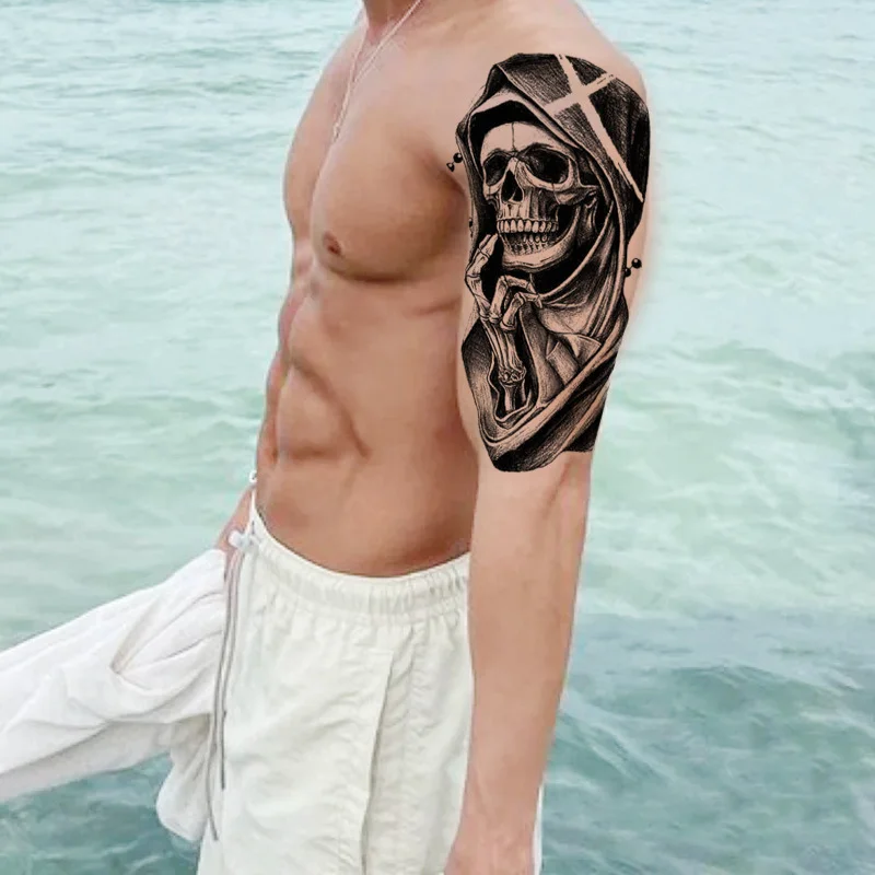 Sdrawing Full Arm Waterproof Tattoo Sticker Totem Animal Skeleton Small Arm Tattoo Sticker