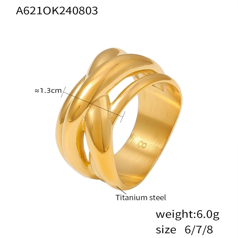 Nordic Style Minimalist Geometric Titanium Steel 18K Gold Plated Plating Rings