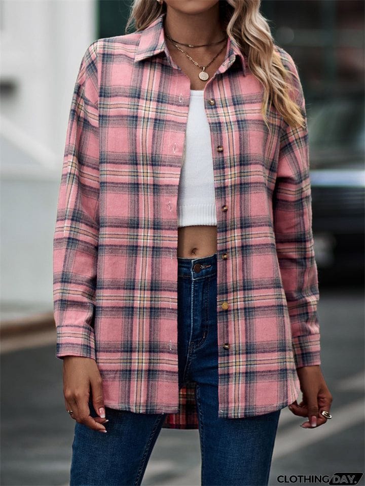 New Autumn Plus Size Extra Loose Plaid Soft Women Blouse