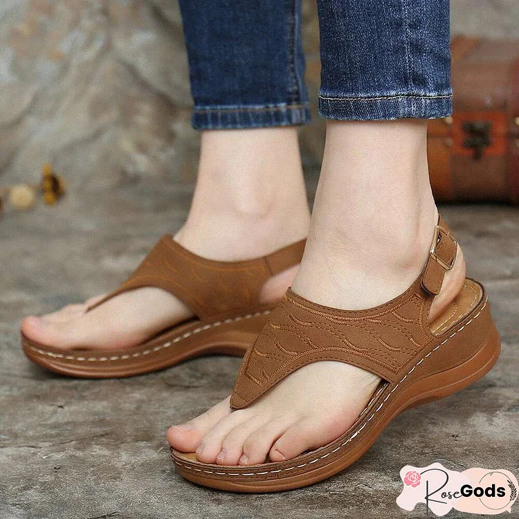 Women Pu Embroidery Casual Summer Sandals