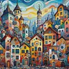 (Multi-Style) Love Shell Beach Colorful Town Cat Dog-11CT Stamped Cross Stitch 40*40/50*50cm