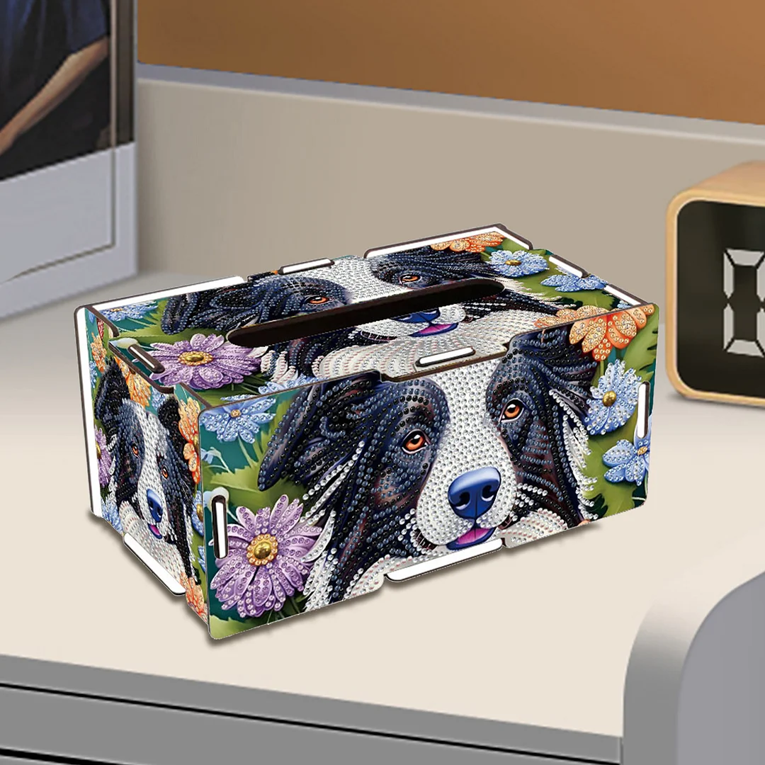 Wooden Diamond Painting Tissue Box for Home and Office Decoration(CZH011)