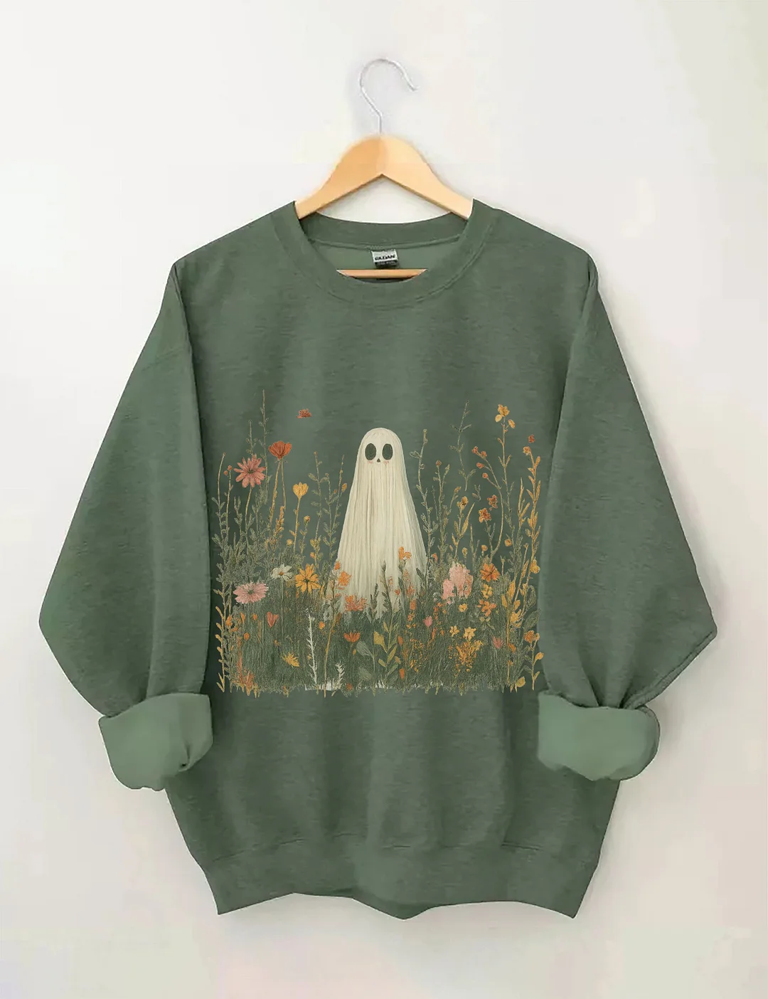 Retro Ghost In Wildflowers Sweatshirt
