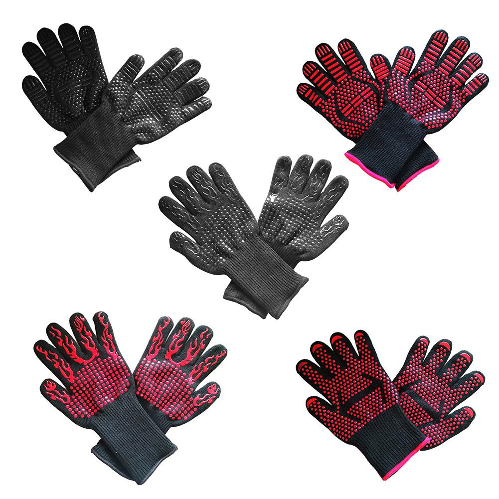 

1 Pair Heat Resistant Thick Silicone Cooking Baking BBQ Grill Gloves Mitten, Red torch, 501 Original