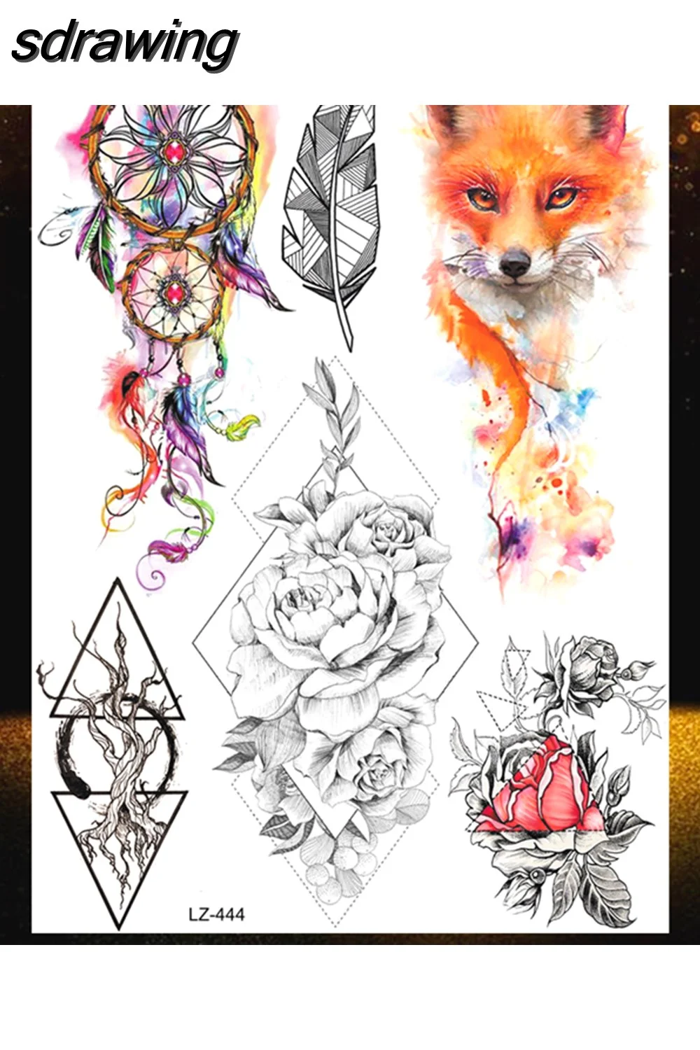 sdrawing Wolf Forest Temporary Tattoos For Children Tiger Geometric Fake Tatoos Mountain Triangle Elk Tatoo Sticker Body Art