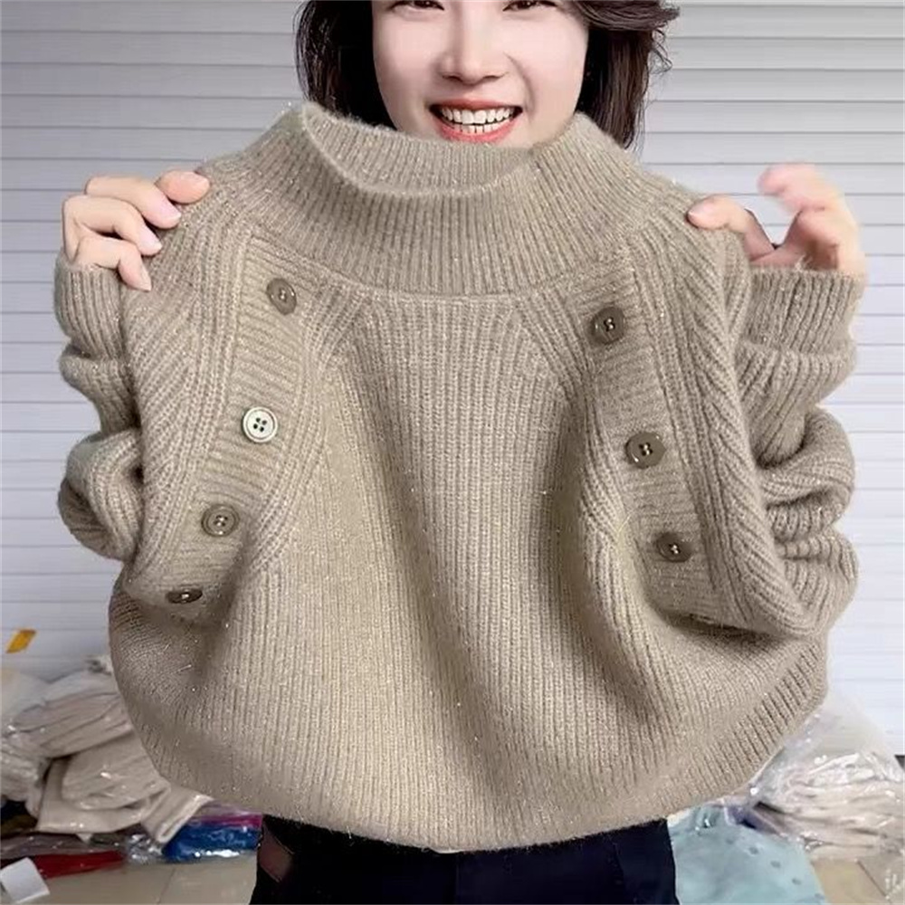 Luxylanellc 2025 New Pullover Sweater Women's Korean Fall Winter All-Match Loose Fashion Knitwear Ladies Bottoming Shirt Tops Female Clothes
