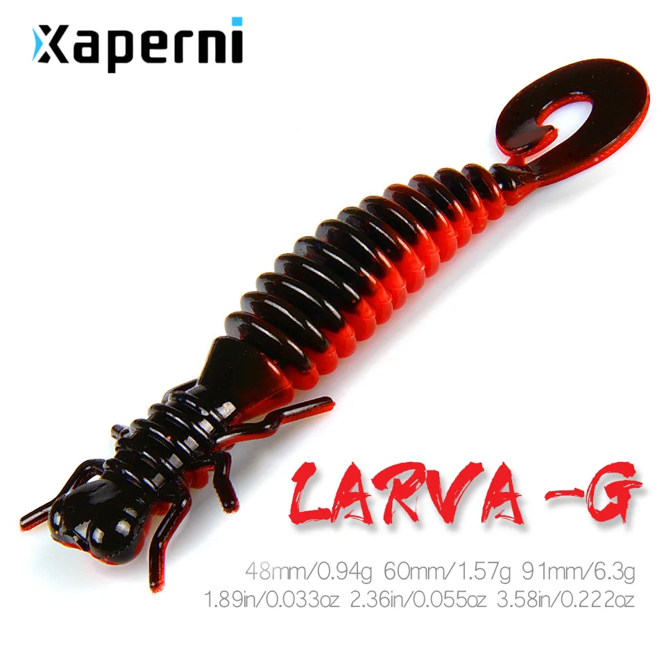 Xaperni Larva Soft Lures 48mm 60mm 91mm Artificial Lures Fishing Worm Silicone Bass Pike Minnow Swimbait Jigging Plastic Baits