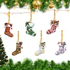 (US Local)6pcs Xmas Stockings  DIY Diamond Art Pendant Wall Door Decoration