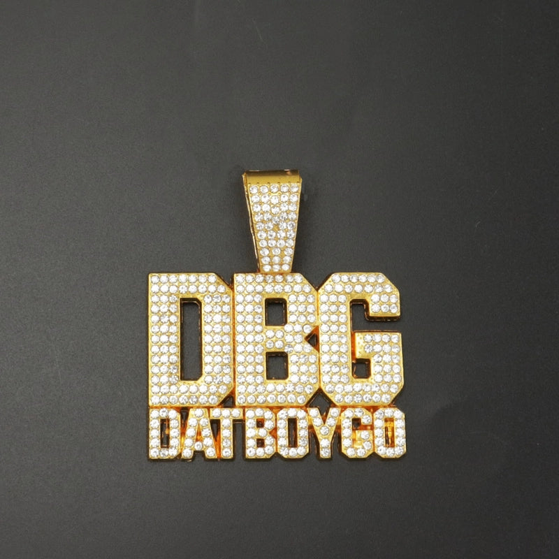Exaggerated Hip Hop Domineering Thick Straps Diamond Letter DBG Necklace Alloy Trendy Men's Trendy Pendant